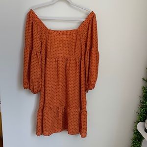 Kenedik / Dot Circle Print Balloon Sleeve Tiered Shift Dress / Size M